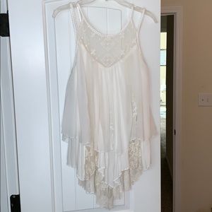 Free People White Flowy Tank